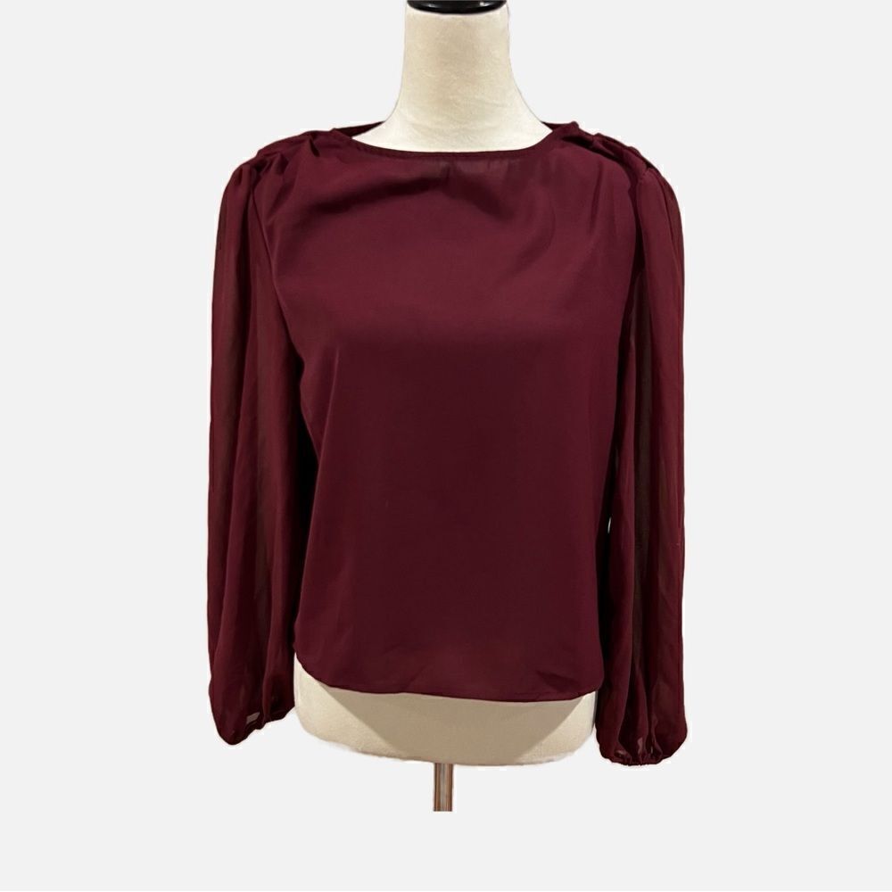 SHEIN Red blouse with mesh long sleeves